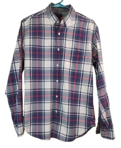 J Crew Mens Medium Red Blue Plaid Long Sleeve Button Down Tartan Shirt - Picture 1 of 9