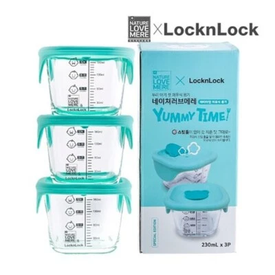 [LocknLock x NatureLoveMere] Yummy Time Baby Food Square Containe 230ml x 3Pcs - Image 1 of 4