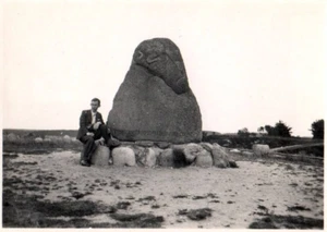 Man at Stone Life in Denmark 1900 - 1950s Rare Vintage Photo Small Size 9x6cm - Picture 1 of 2