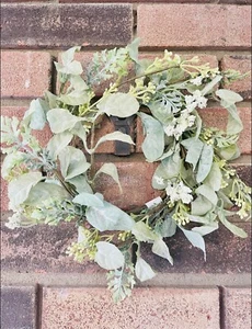 Mixed Lamb’s Ear Farmhouse Candle Ring Or Small Wreath NEW - Picture 1 of 10