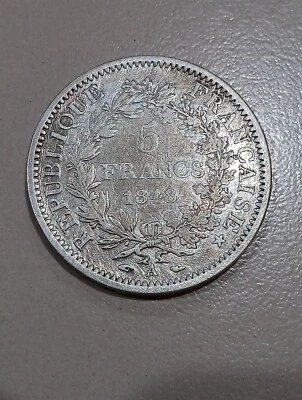 1848 A França, Paris, 5 Francos, 900 Prata, KM# 756.1, Frete Grátis - Imagem 1 de 2