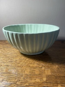 Vtg Haeger 4030 USA Ribbed Mint Green Bowl/Planter, 7.5” Long, 3.5” Tall - Picture 1 of 6