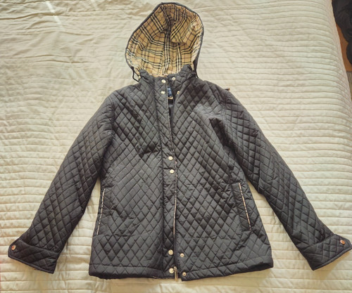 Burberry London Giacca Trapuntata Uomo Nero XL Nova Check Cappotto con Cappuccio