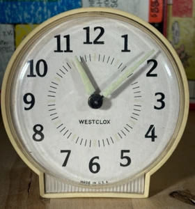 Vintage Westclox Reisewecker, Leuchtarme & Segmente, MCM 4,5"h funktioniert nicht - Bild 1 von 8