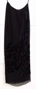 NWT Ellen Tracy Women's 4 Brilliant Black Burnout Floral Wrap Skirt $ 495 MS ✓ - Picture 1 of 8