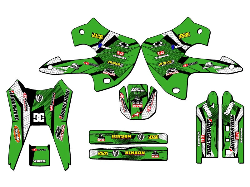 1997-2008 KLX 300 PODIUM Green Senge Graphics Kit Compatible with Kawasaki - Изображение 1 из 1