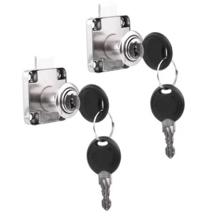 2 Pack Drawer Lock Cabinet Lock Wardrobe Desk Furniture Door Drawer Locks Sil... - Picture 1 of 7