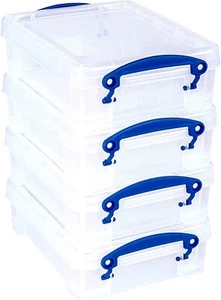 Really Useful Box 1,75 Liter kleine transparente Kunststoff Aufbewahrungsbox 4 Stück - Bild 1 von 8