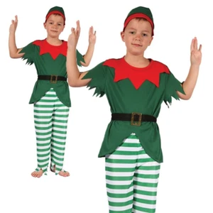 Santa’s Helper Boy Childrens ELf Fancy Dress Costume Xmas Boys Outfit New - Picture 1 of 4