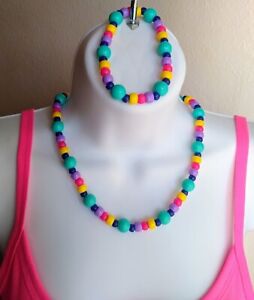 Turquoise Bubble Kandi Necklace & Bracelet Set-EDC-RAVE-PLUR-FESTIVAL-EDM
