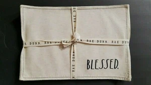 Rae Dunn Placemats Embroidered BLESSED Set of 4 Table Decor 13" x 19" Cloth NWT - Picture 1 of 3