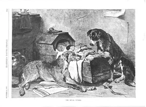 THE RIVAL NURSES.VTG 1887 HARPER'S 11" x 8" GRAVURDRUCK - Bild 1 von 2