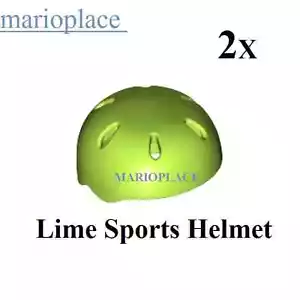 2x LEGO Lime Sports Helmet with Vent Holes -46303 Figure Head Accessories NEW - Foto 1 di 1