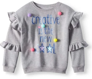 Garanimals Girl's Sweatshirt Ruffle Sleeve Fun "Creative is the New Cool!" - Picture 1 of 3