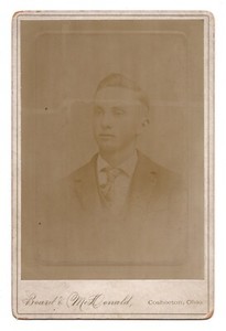 CIRCA 1890s CABINET CARD BOARD & MCDONALD HANDSOME YOUNG MAN COSHOCTON OHIO