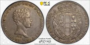 ITALY / ITALIAN STATES TUSCANY 1829 5 PAOLI SILVER COIN PCGS CERTIFIED XF45 - Picture 1 of 5