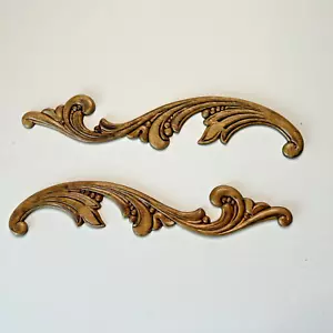 Decorative Wall Door Hanging Scroll Decor 9.5" x 2” Golden Walnut 2 pc. - Picture 1 of 9