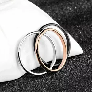 Thin Stackable for Women Girl Ring Stainless Steel Wedding Band 2mm LOT - Picture 1 of 13