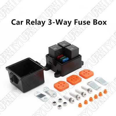Car 12V 3-Way Fuse Relay Box & 4-Pin 40A Relays and Fuses Repair  For Car Truck - Image 1 of 4