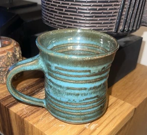 Hand Thrown Ridged Coffee Mug Signed Nice - Picture 1 of 10