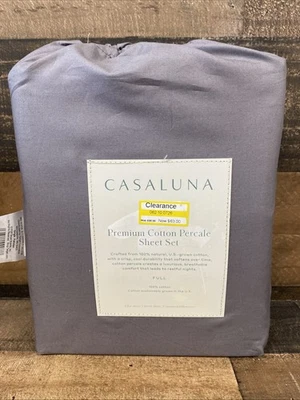 Casaluna Premium Cotton Percale Sheet Set Full 100% Cotton Gray - Image 1 of 4