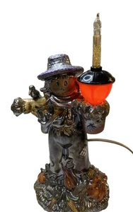 Scarecrow Glitter Light Halloween Holliday Spooky Scary Rare Decor 9” Vtg - Picture 1 of 14