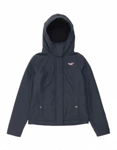 HOLLISTER Womens Hooded Windbreaker Jacket UK 14 Medium Navy Blue BO18 - Picture 1 of 5