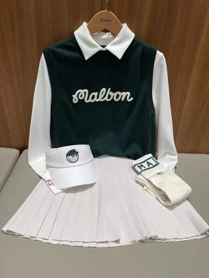 正品 Malb** 刺绣女式魅力高尔夫休闲针织 T 恤背心上衣 S M L — 第 1/4 张图片