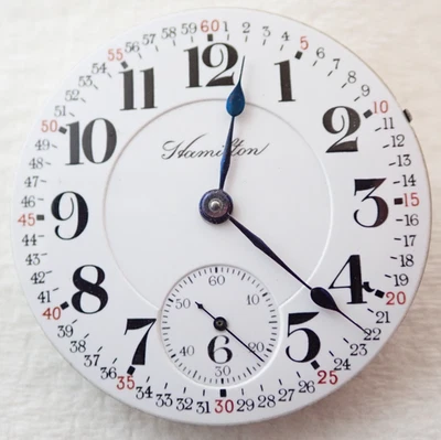 18s HAMILTON GRADE 940 21 JEWEL OPEN FACE MONTGOMERY DIAL POCKET WATCH MOVEMENT - Image 1 of 2