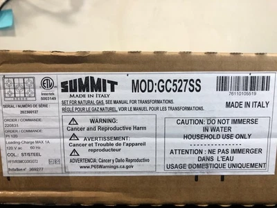 Summit 27 дюймов встроенная газовая варочная панель из нержавеющей стали с запечатанными горелками Sabaf и двойным пламенем - Изображение 1 из 4