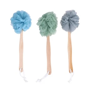  3 PCS Body Brush Shower Bath Scrubber Flower with Handle Long Balls - Picture 1 of 11