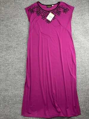 Bob Mackie Wearable Art Dress Womens Large Purple Black Embroidered Maxi Floral - Image 1 of 4