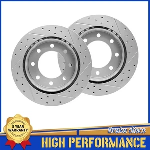 8 Lug 330mm Rear Drilled Disc Brake Rotors For 2018-2024 GMC Savana Express 3500 - Picture 1 of 7