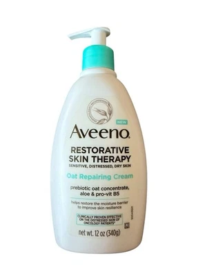 1 件 Aveeno 恢复性皮肤治疗燕麦修复霜身体乳液 12 盎司原装 — 第 1/2 张图片