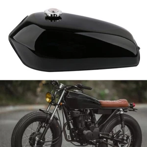 Motorcycle Petrol Fuel Gas Tank 9L / 2.4Gallon Black  For Honda CG125 Cafe Racer - Picture 1 of 10