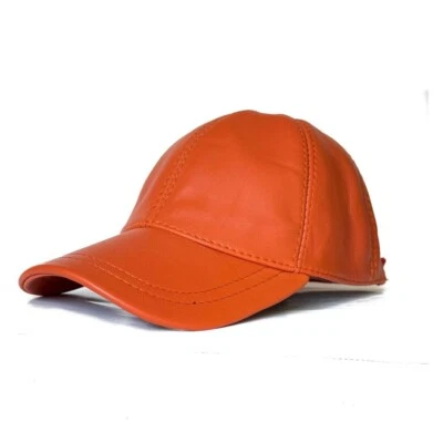Gorra de cuero genuino piel de oveja motociclista camionero papá sombrero ajustable Foto 1 de 4