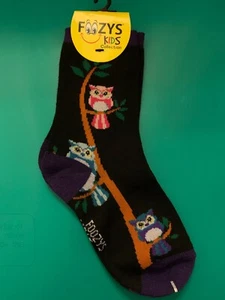 Owl Hoot In Tree Print Foozys For Kids Fun Socks - Picture 1 of 2