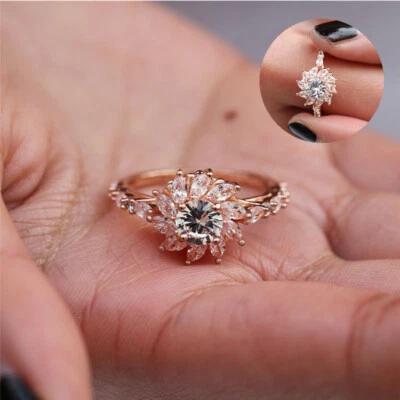 Women Round Cut White Sapphire Rose Gold Filled Gorgeous Size 6-10 - Image 1 of 4