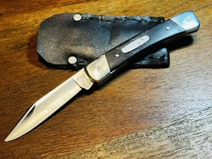 BUCK VINTAGE 704 USA MAVERICK ROSEWOOD SLIPJOINT POCKET KNIFE + LEATHER SLEEVE - Picture 1 of 20