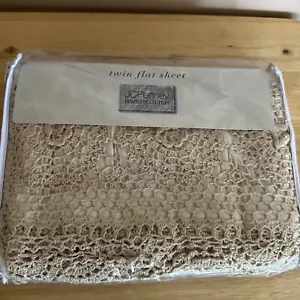 NEU JC Pennys Shabby Cottage Ecru Doppel flaches Laken gehäkelte Kante Shannon II - Bild 1 von 5