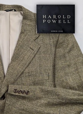 Harold Powell Blazer спортивное пальто шелк льняной шерсти ногтей костюм куртка 46L 48"  - Изображение 1 из 4