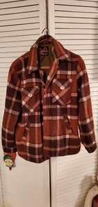 Vintage Sears Brown Flannel Jacket Size Medium 22" Chest 29" Length - Picture 1 of 4
