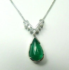 Colombian Emerald Necklace 1.89 TCW Pear Shape 18K White Gold Fine Jewelry Muzo - Picture 1 of 12