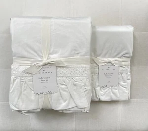Pottery Barn LOVESHACKFANCY RUFFLE CROCHET King Sheet Set & 2 King Pillowcases - Picture 1 of 2