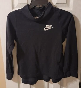 Nike Sweatshirt Girl's Youth Size Medium Med Long Sleeve Mock Neck Swoosh Black - Picture 1 of 5