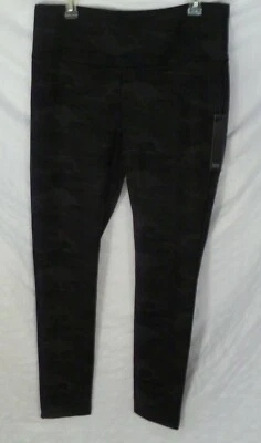 NICOLE MILLER NWT Leggings High Rise Pants Black Grey Camo Workout Large - Image 1 of 4