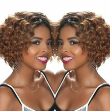 Short Pixie Cut Kinky Curly Human Hair Wigs Ombre Brown Black None Lace Daily US