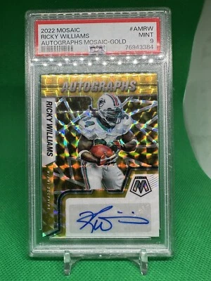 2022 Panini  Mosaic Ricky Williams Gold Auto PSA 9 - Image 1 of 2