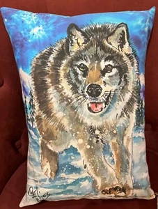 "Almohada decorativa de tiro occidental lobo de invierno estampado por Pat Wiles12 x 16""" - Imagen 1 de 1