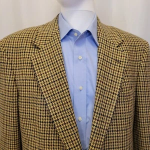 Nordstrom sport coat mens 44 EX-L houndstooth 2 button VTG USA wool 5% cashmere - Picture 1 of 14